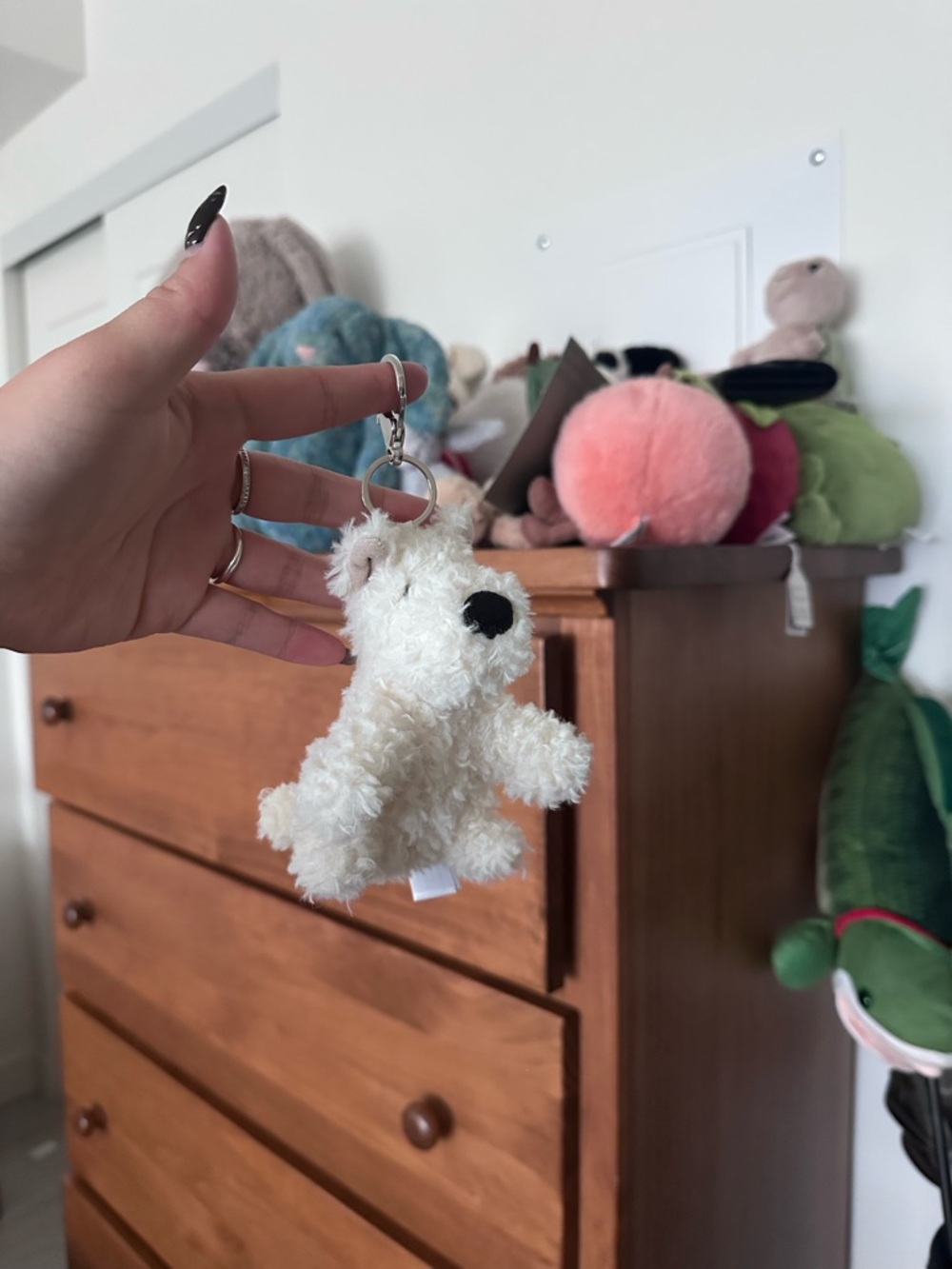 Jellycat Munro Cream Curly Plush Dog Keychain